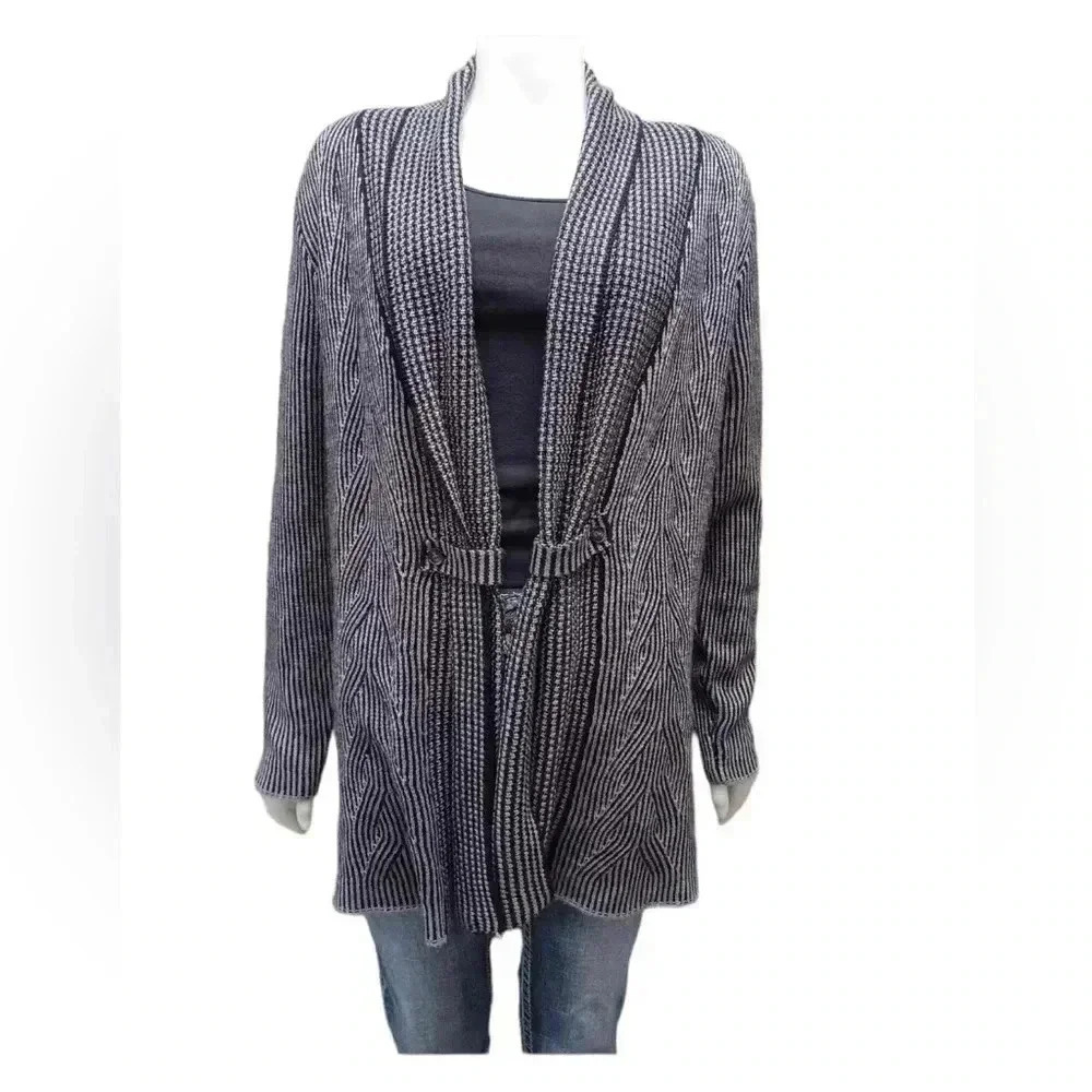 Croft & Barrow Grey & Black Open Cardigan Size Large